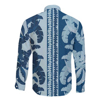 Hawaii Pua Kenikeni Lei Long Sleeve Button Shirt With Lau Maia Royal Blue LT05 - Polynesian Pride