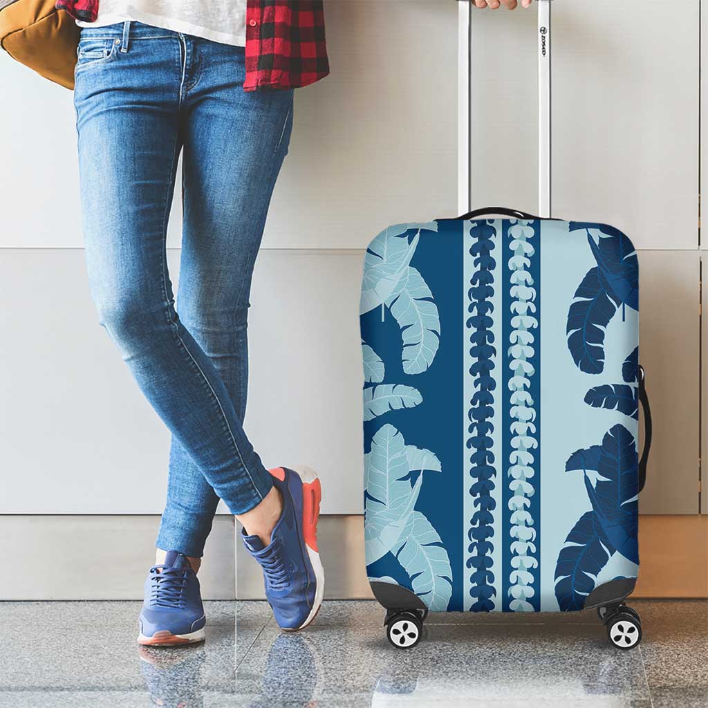Hawaii Pua Kenikeni Lei Luggage Cover With Lau Maia Royal Blue LT05 - Polynesian Pride