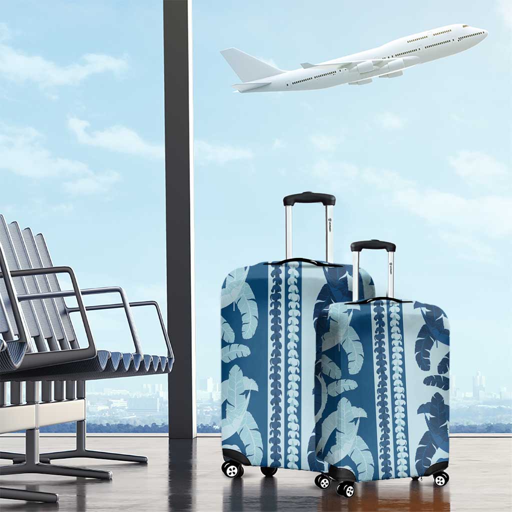 Hawaii Pua Kenikeni Lei Luggage Cover With Lau Maia Royal Blue LT05 - Polynesian Pride