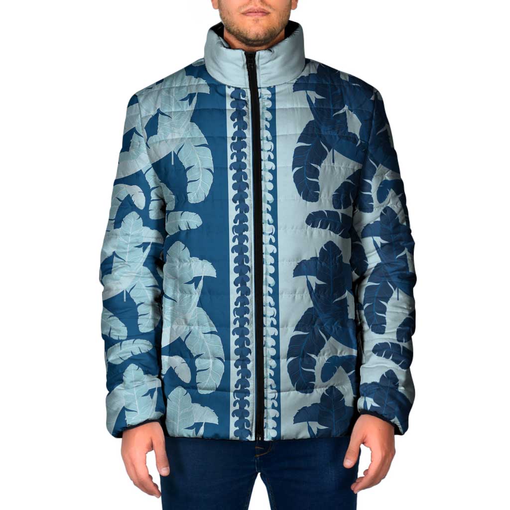 Hawaii Pua Kenikeni Lei Padded Jacket With Lau Maia Royal Blue LT05 Men Blue - Polynesian Pride