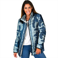 Hawaii Pua Kenikeni Lei Padded Jacket With Lau Maia Royal Blue LT05 Women Blue - Polynesian Pride