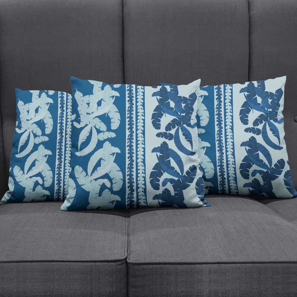 Hawaii Pua Kenikeni Lei Pillow Cover With Lau Maia Royal Blue LT05 - Polynesian Pride