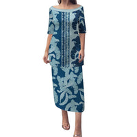 Hawaii Pua Kenikeni Lei Puletasi With Lau Maia Royal Blue LT05 Long Dress Blue - Polynesian Pride