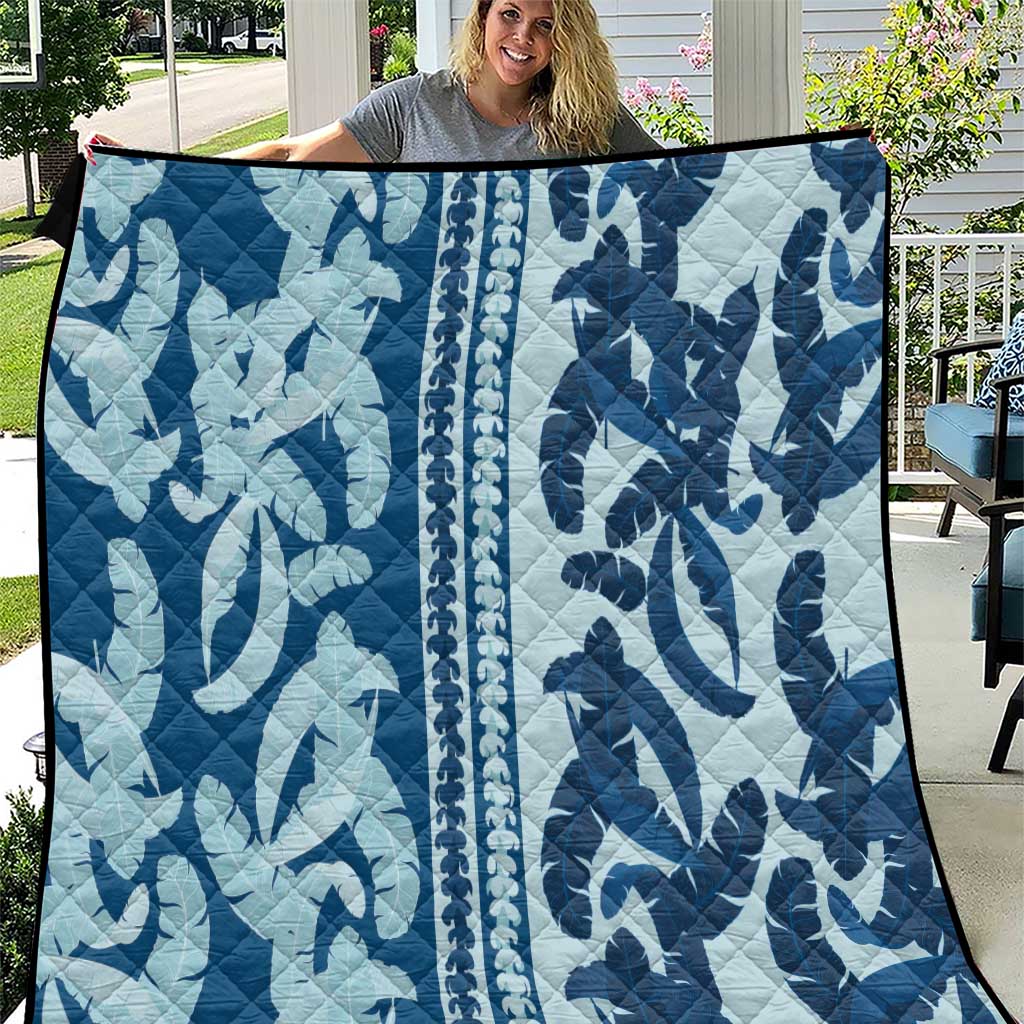 Hawaii Pua Kenikeni Lei Quilt With Lau Maia Royal Blue