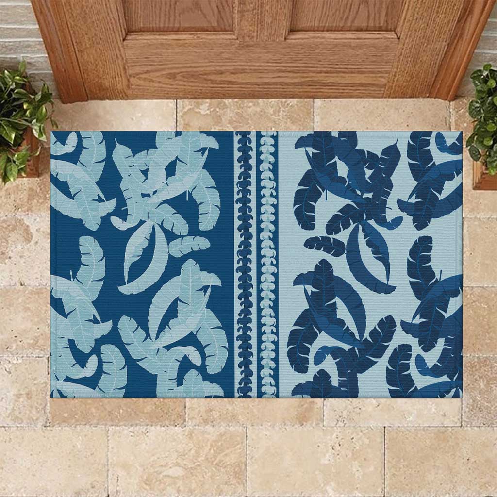 Hawaii Pua Kenikeni Lei Rubber Doormat With Lau Maia Royal Blue