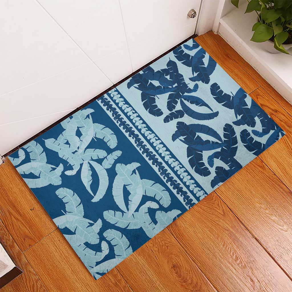 Hawaii Pua Kenikeni Lei Rubber Doormat With Lau Maia Royal Blue LT05 - Polynesian Pride