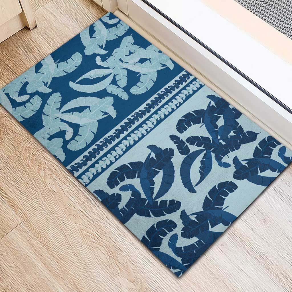 Hawaii Pua Kenikeni Lei Rubber Doormat With Lau Maia Royal Blue LT05 - Polynesian Pride