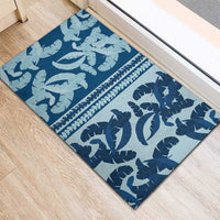 Hawaii Pua Kenikeni Lei Rubber Doormat With Lau Maia Royal Blue LT05 - Polynesian Pride