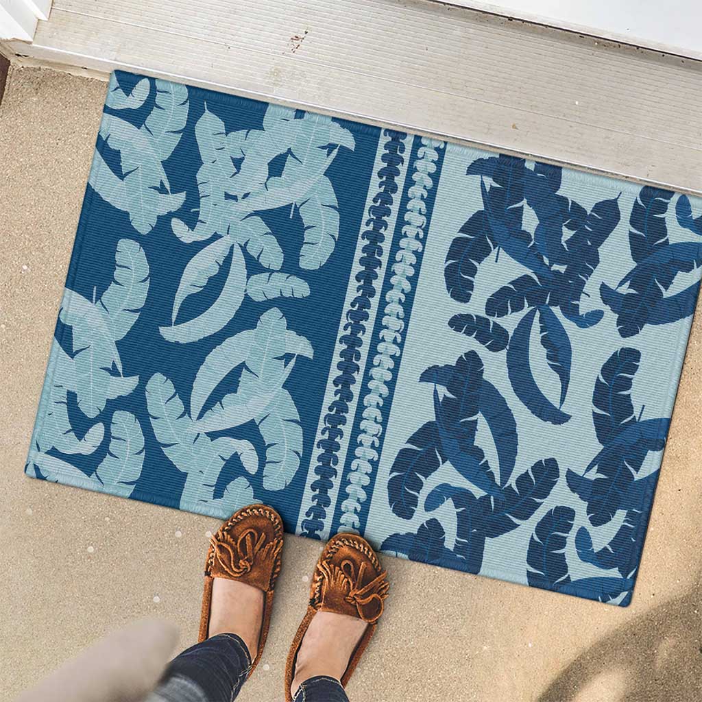 Hawaii Pua Kenikeni Lei Rubber Doormat With Lau Maia Royal Blue LT05 - Polynesian Pride