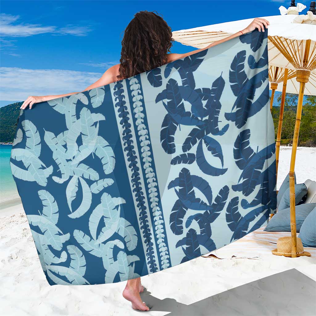 Hawaii Pua Kenikeni Lei Sarong With Lau Maia Royal Blue LT05 One Size 44 x 66 inches Blue - Polynesian Pride