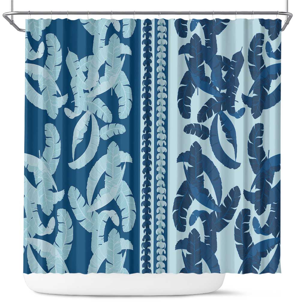 Hawaii Pua Kenikeni Lei Shower Curtain With Lau Maia Royal Blue LT05 Blue - Polynesian Pride