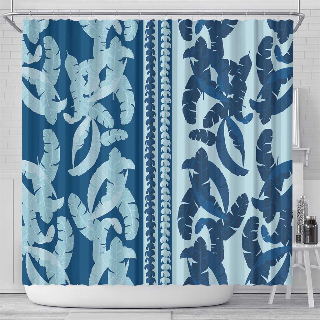 Hawaii Pua Kenikeni Lei Shower Curtain With Lau Maia Royal Blue LT05 - Polynesian Pride