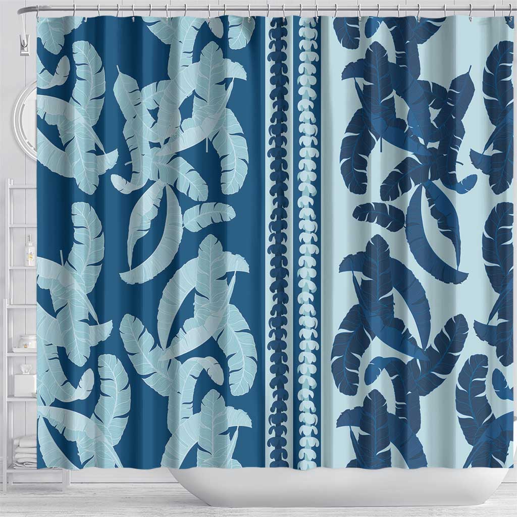 Hawaii Pua Kenikeni Lei Shower Curtain With Lau Maia Royal Blue LT05 - Polynesian Pride