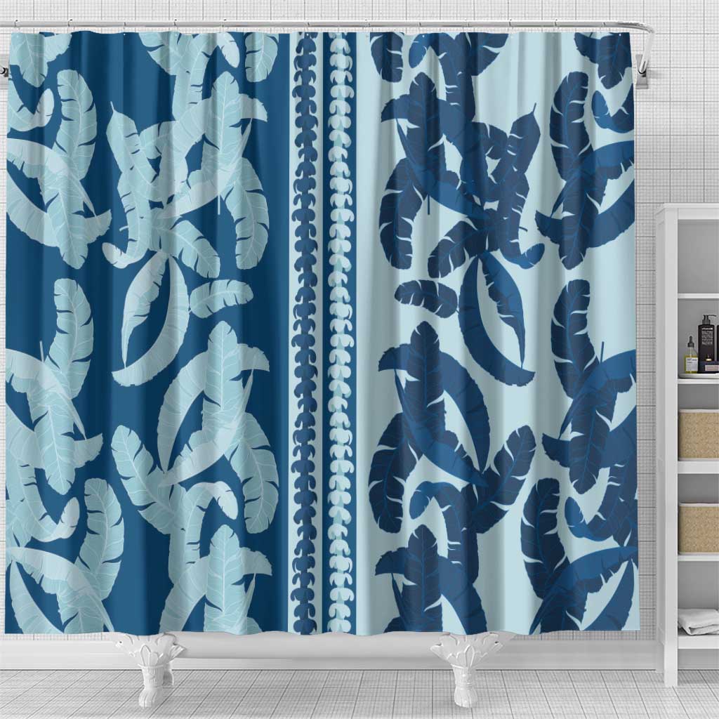Hawaii Pua Kenikeni Lei Shower Curtain With Lau Maia Royal Blue LT05 - Polynesian Pride