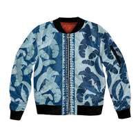 Hawaii Pua Kenikeni Lei Sleeve Zip Bomber Jacket With Lau Maia Royal Blue LT05 Unisex Blue - Polynesian Pride