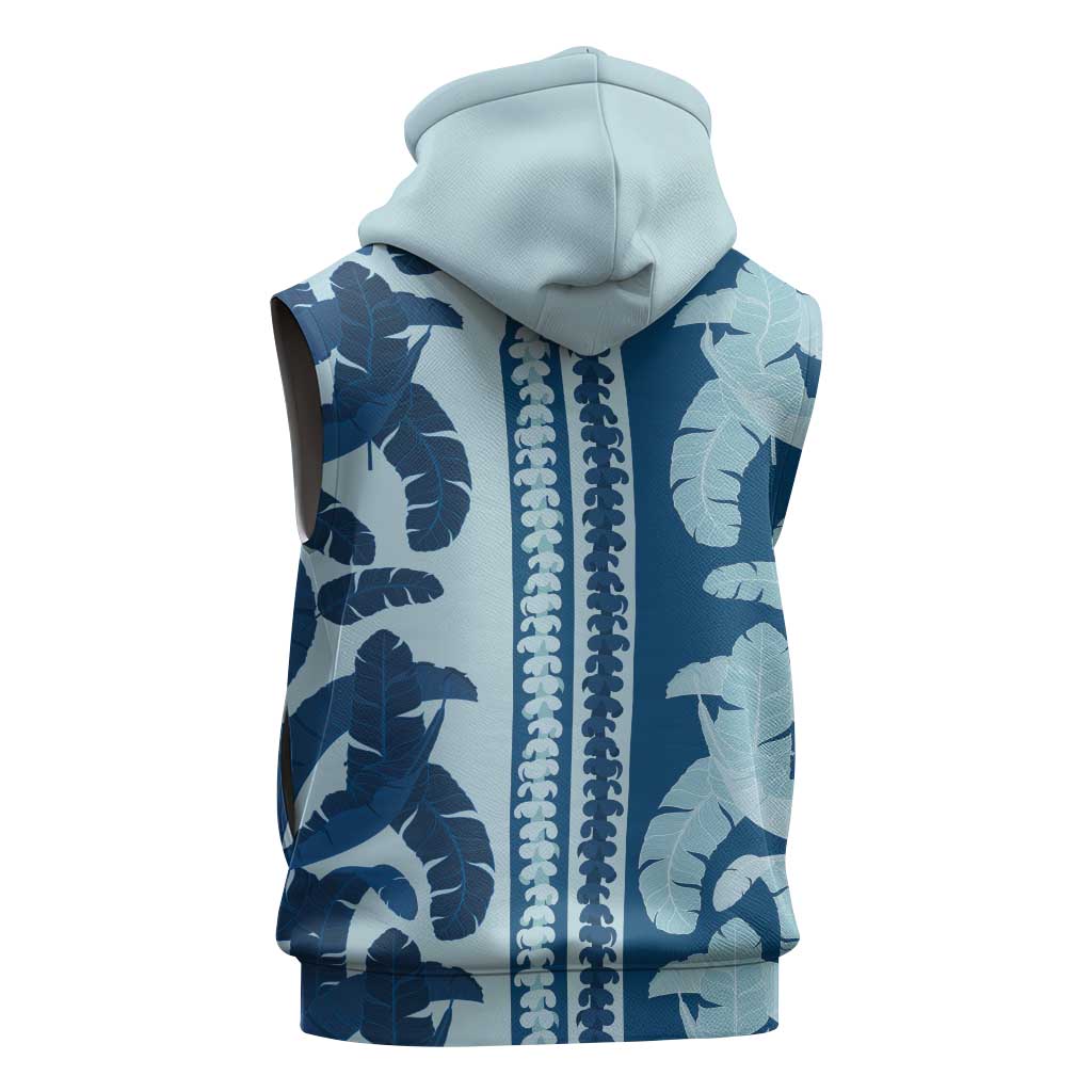 Hawaii Pua Kenikeni Lei Sleeveless Hoodie With Lau Maia Royal Blue LT05 - Polynesian Pride