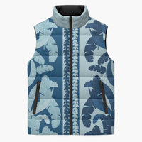 Hawaii Pua Kenikeni Lei Sleeveless Puffer Jacket With Lau Maia Royal Blue LT05 Unisex Blue - Polynesian Pride