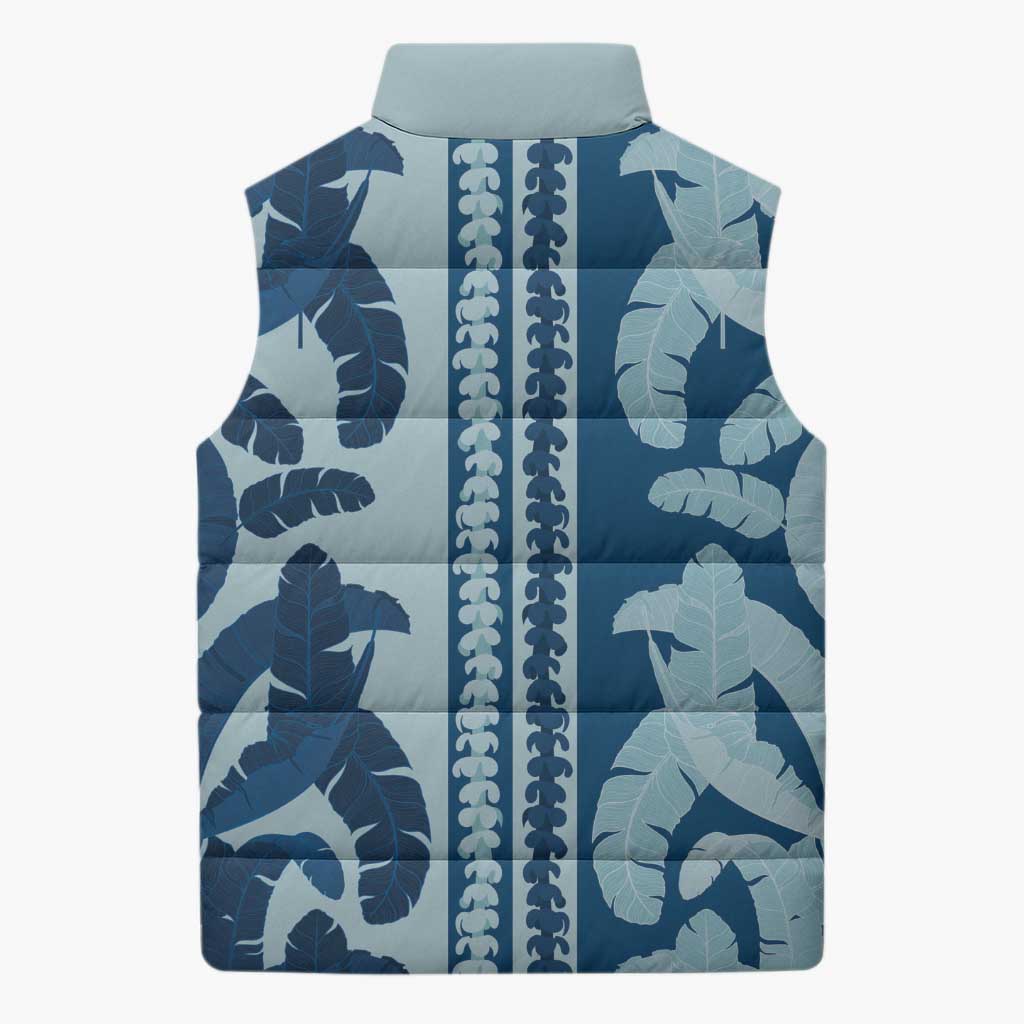 Hawaii Pua Kenikeni Lei Sleeveless Puffer Jacket With Lau Maia Royal Blue LT05 - Polynesian Pride