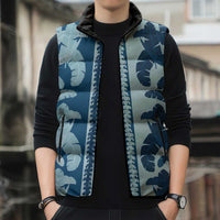 Hawaii Pua Kenikeni Lei Sleeveless Puffer Jacket With Lau Maia Royal Blue LT05 - Polynesian Pride