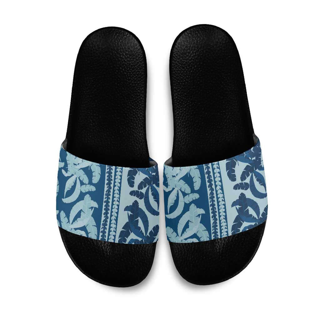 Hawaii Pua Kenikeni Lei Slide Sandals With Lau Maia Royal Blue