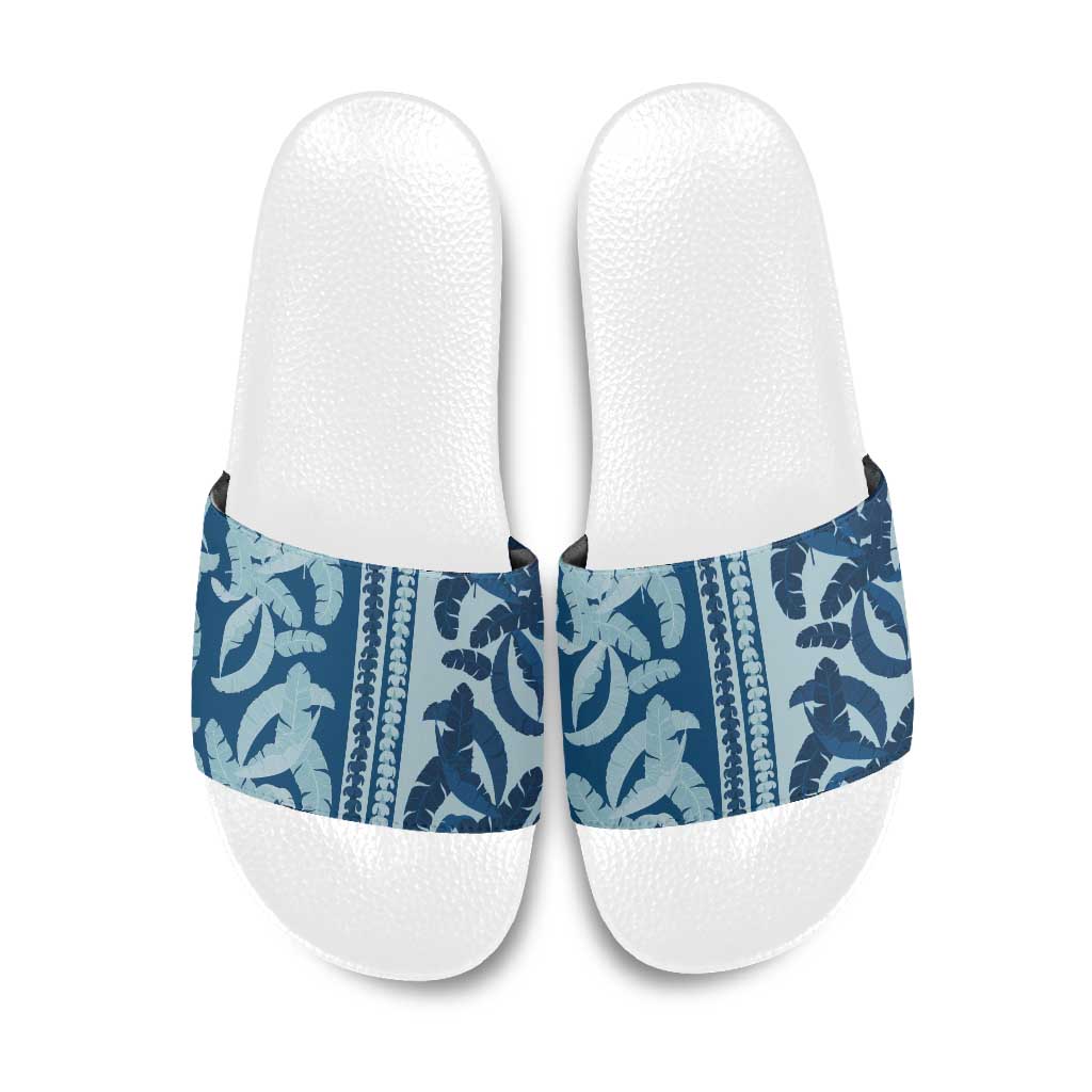 Hawaii Pua Kenikeni Lei Slide Sandals With Lau Maia Royal Blue LT05 Blue - Polynesian Pride