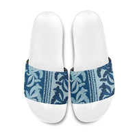 Hawaii Pua Kenikeni Lei Slide Sandals With Lau Maia Royal Blue LT05 Blue - Polynesian Pride