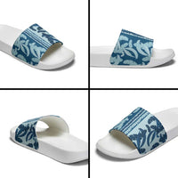 Hawaii Pua Kenikeni Lei Slide Sandals With Lau Maia Royal Blue LT05 - Polynesian Pride