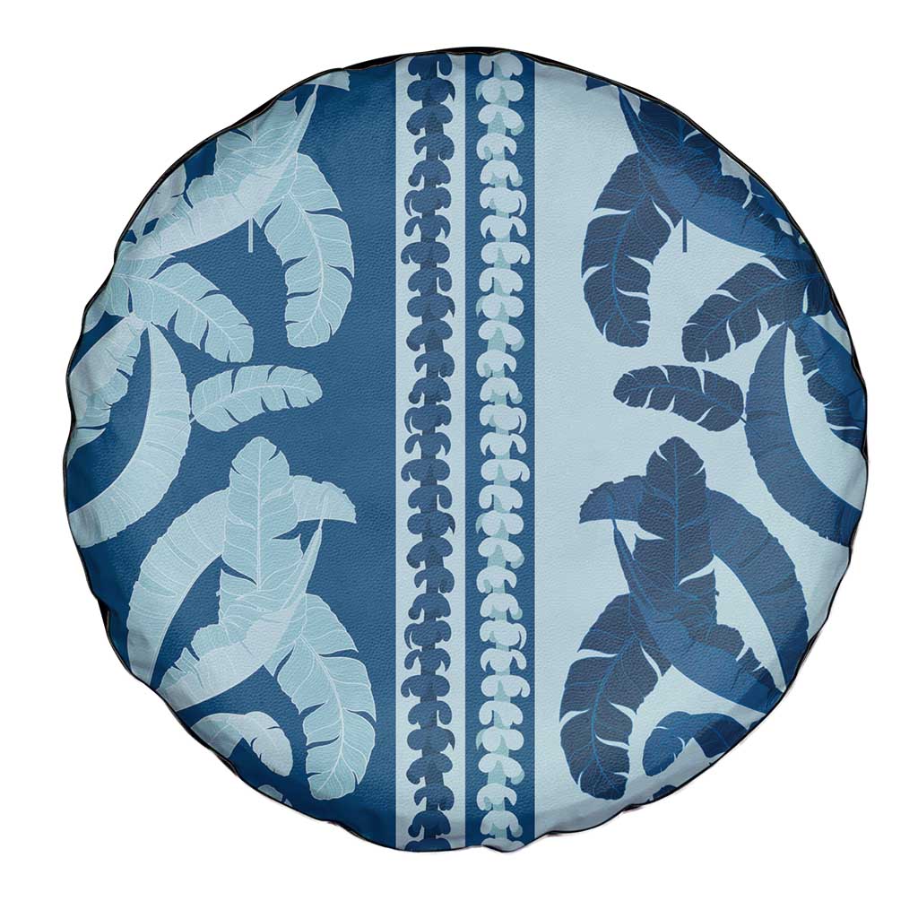 Hawaii Pua Kenikeni Lei Spare Tire Cover With Lau Maia Royal Blue LT05 - Polynesian Pride