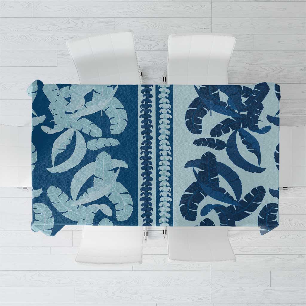 Hawaii Pua Kenikeni Lei Tablecloth With Lau Maia Royal Blue LT05 Blue - Polynesian Pride