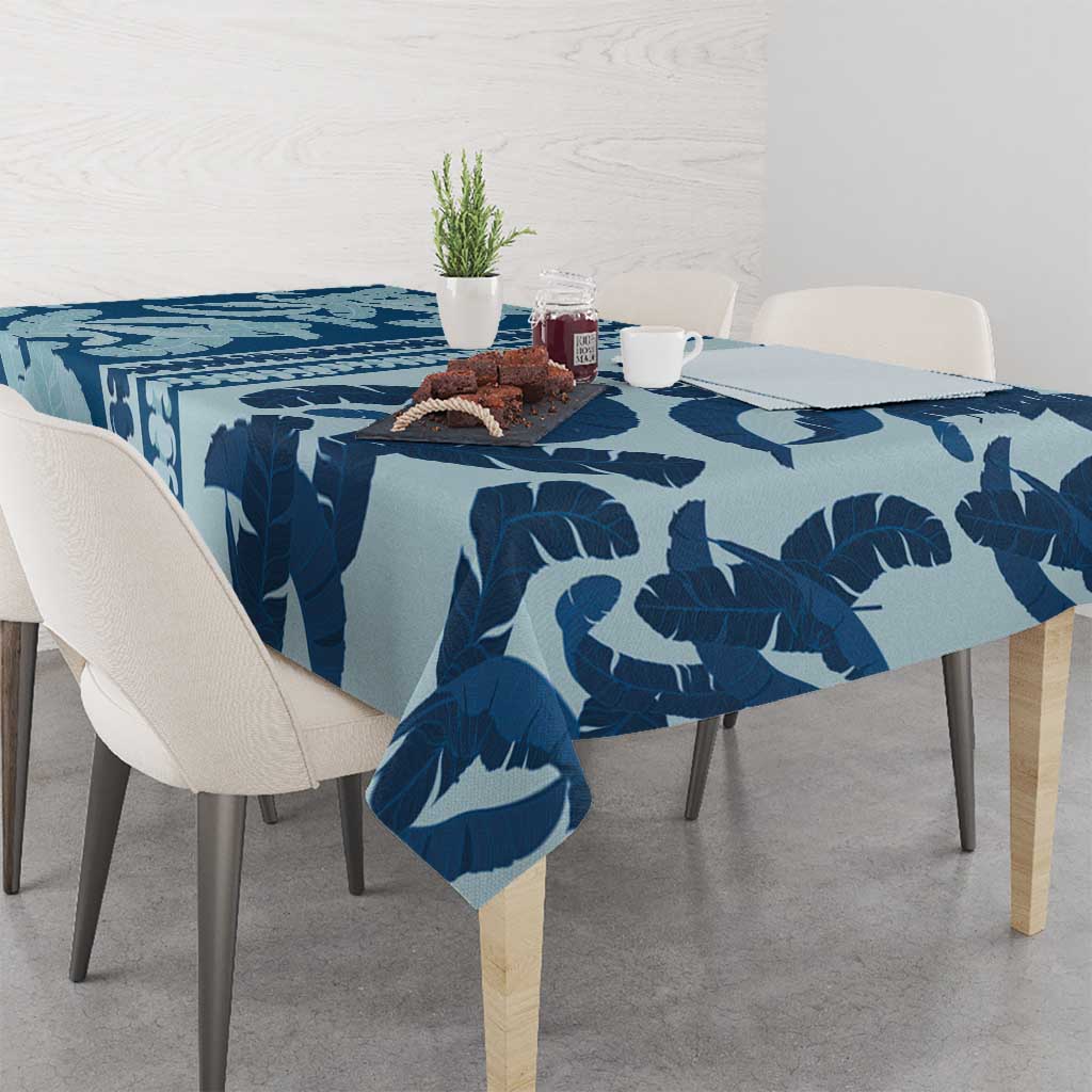 Hawaii Pua Kenikeni Lei Tablecloth With Lau Maia Royal Blue LT05 - Polynesian Pride