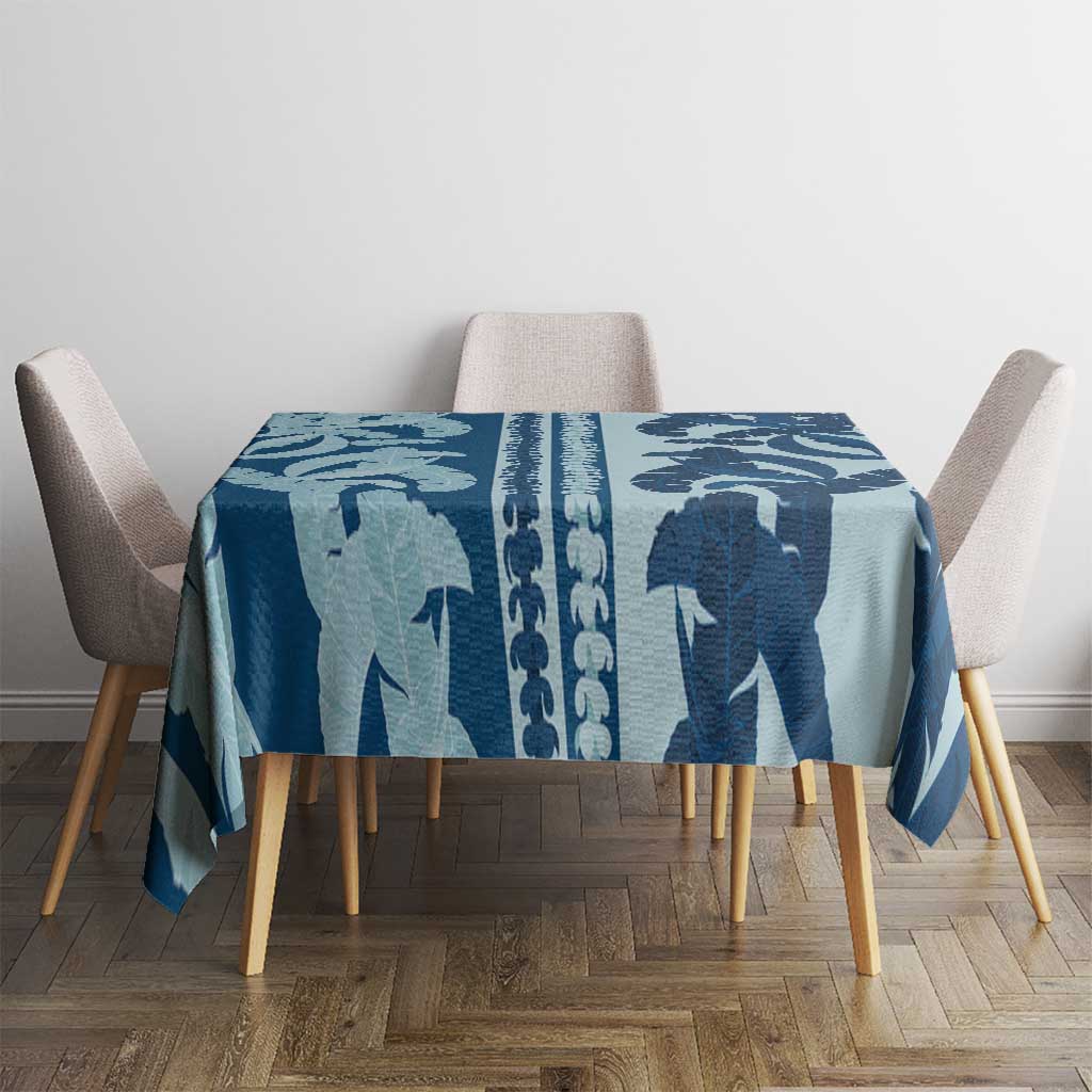 Hawaii Pua Kenikeni Lei Tablecloth With Lau Maia Royal Blue LT05 - Polynesian Pride