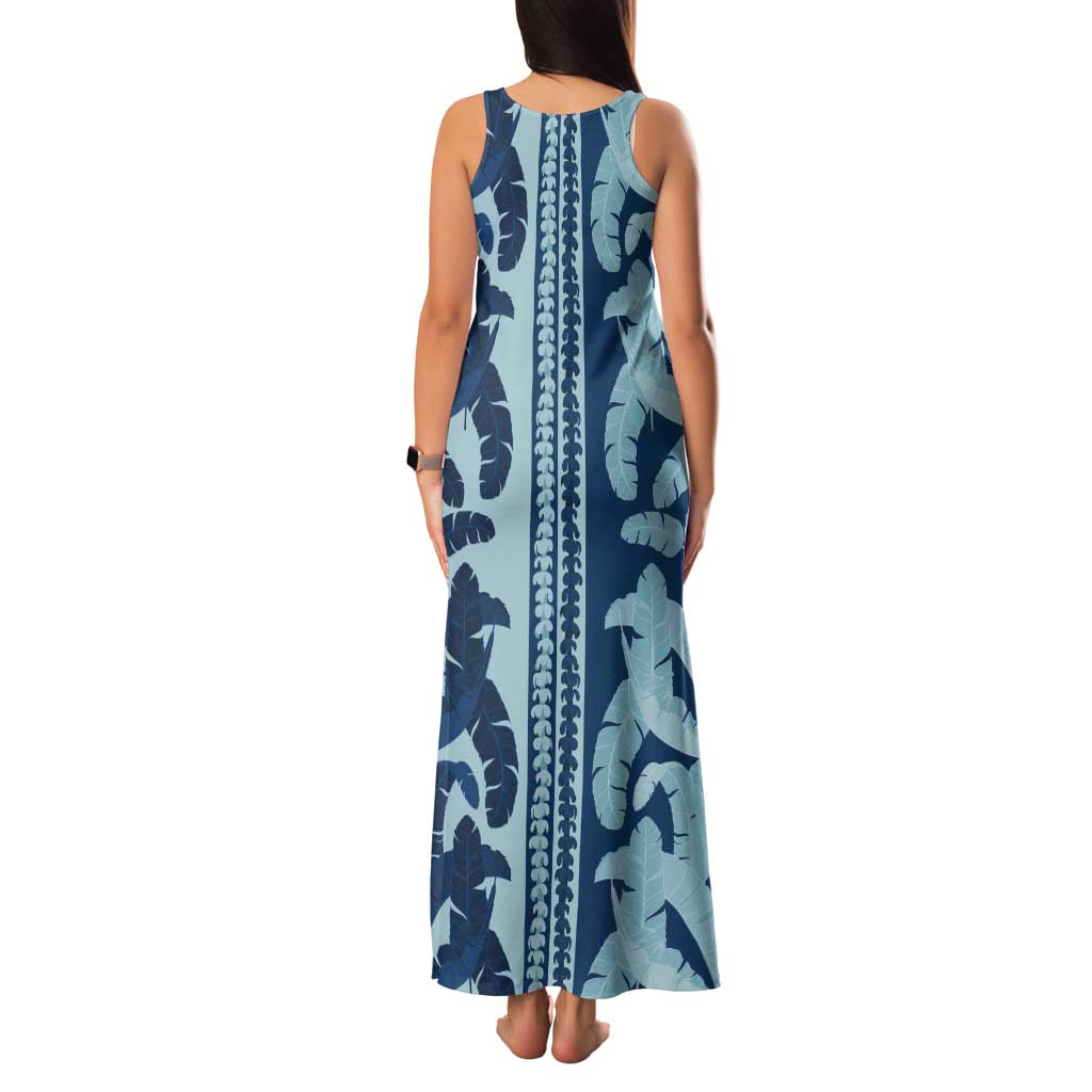 Hawaii Pua Kenikeni Lei Tank Maxi Dress With Lau Maia Royal Blue LT05 - Polynesian Pride