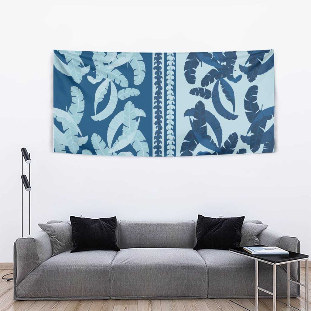 Hawaii Pua Kenikeni Lei Tapestry With Lau Maia Royal Blue LT05 - Polynesian Pride