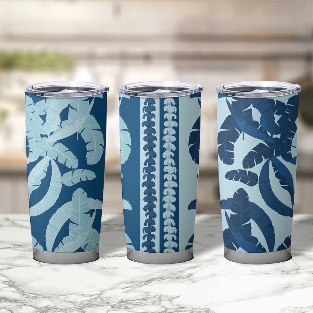 Hawaii Pua Kenikeni Lei Tumbler Cup With Lau Maia Royal Blue LT05 - Polynesian Pride