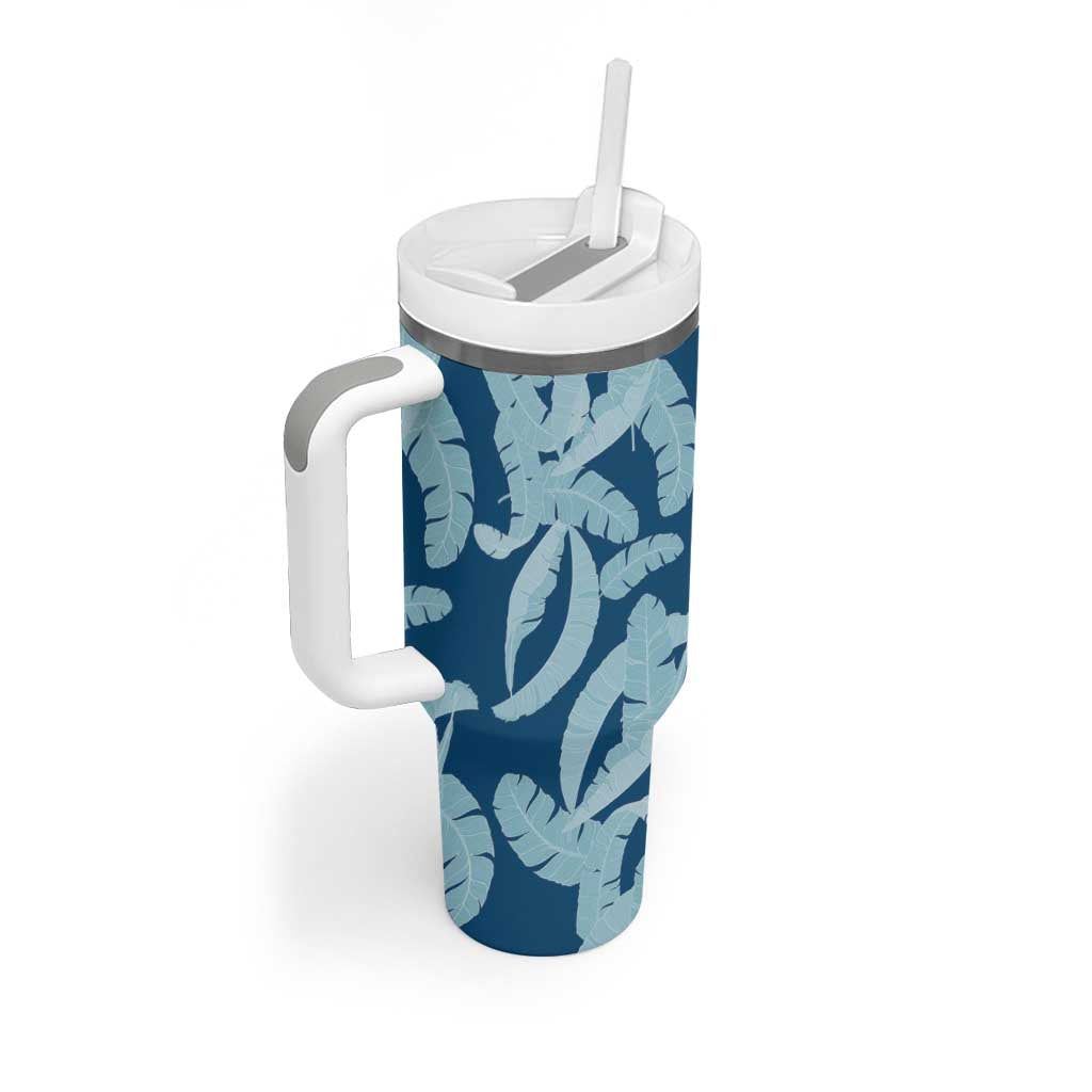 Hawaii Pua Kenikeni Lei Tumbler With Handle With Lau Maia Royal Blue LT05 - Polynesian Pride