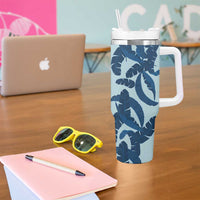 Hawaii Pua Kenikeni Lei Tumbler With Handle With Lau Maia Royal Blue LT05 - Polynesian Pride