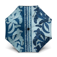 Hawaii Pua Kenikeni Lei Umbrella With Lau Maia Royal Blue LT05 One Size Folded 11.42 inch Opened Diameter 37.4 inch Blue - Polynesian Pride