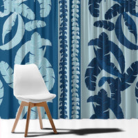 Hawaii Pua Kenikeni Lei Window Curtain With Lau Maia Royal Blue LT05 - Polynesian Pride