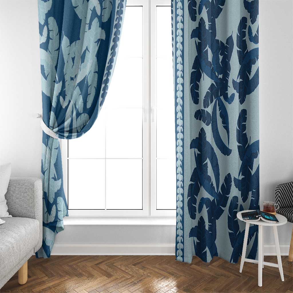 Hawaii Pua Kenikeni Lei Window Curtain With Lau Maia Royal Blue LT05 - Polynesian Pride