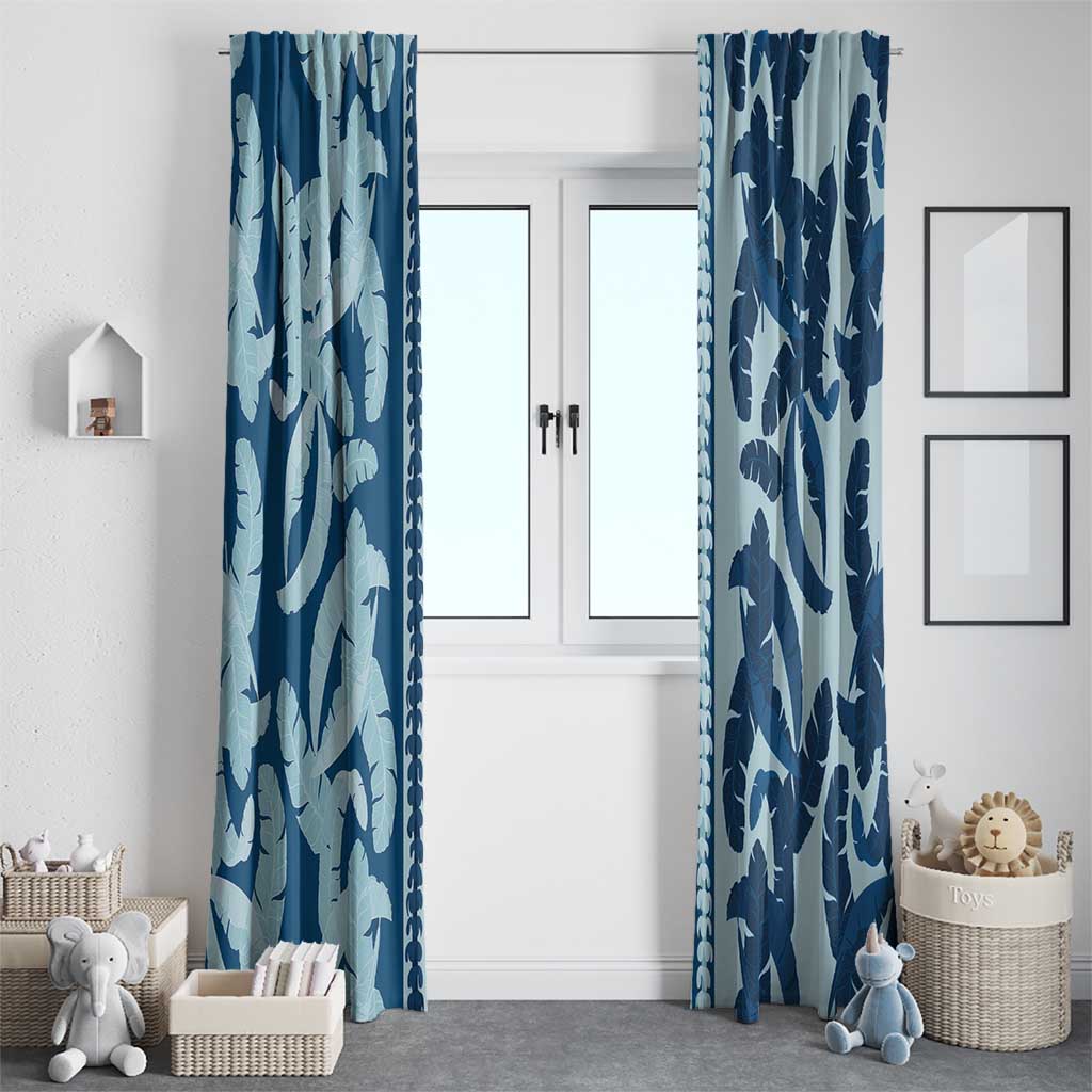 Hawaii Pua Kenikeni Lei Window Curtain With Lau Maia Royal Blue LT05 - Polynesian Pride