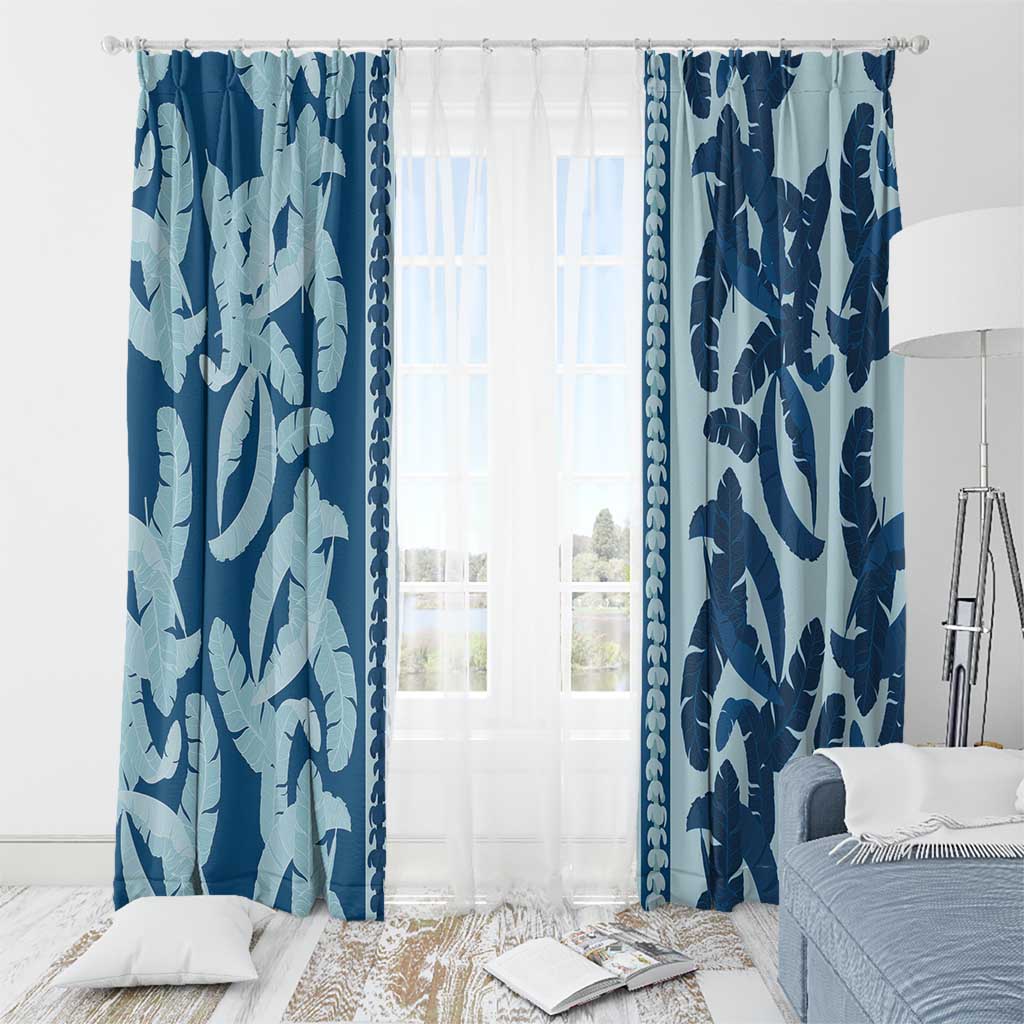 Hawaii Pua Kenikeni Lei Window Curtain With Lau Maia Royal Blue LT05 - Polynesian Pride