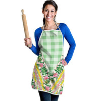 Hawaii Pikake Lokelani Plumeria Lei Apron Green Palaka Motifs LT05 - Polynesian Pride