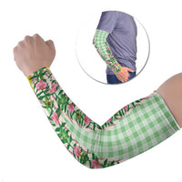 Hawaii Pikake Lokelani Plumeria Lei Arm Sleeves Green Palaka Motifs LT05 Set of 2 Green - Polynesian Pride