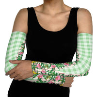 Hawaii Pikake Lokelani Plumeria Lei Arm Sleeves Green Palaka Motifs LT05 - Polynesian Pride