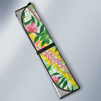Hawaii Pikake Lokelani Plumeria Lei Auto Sun Shade Green Palaka Motifs LT05 - Polynesian Pride
