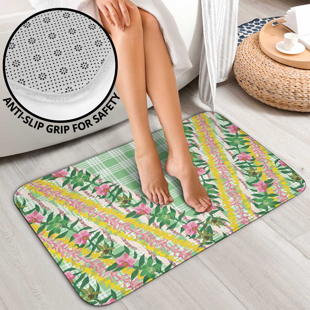 Hawaii Pikake Lokelani Plumeria Lei Bathroom Set Green Palaka Motifs LT05 - Polynesian Pride