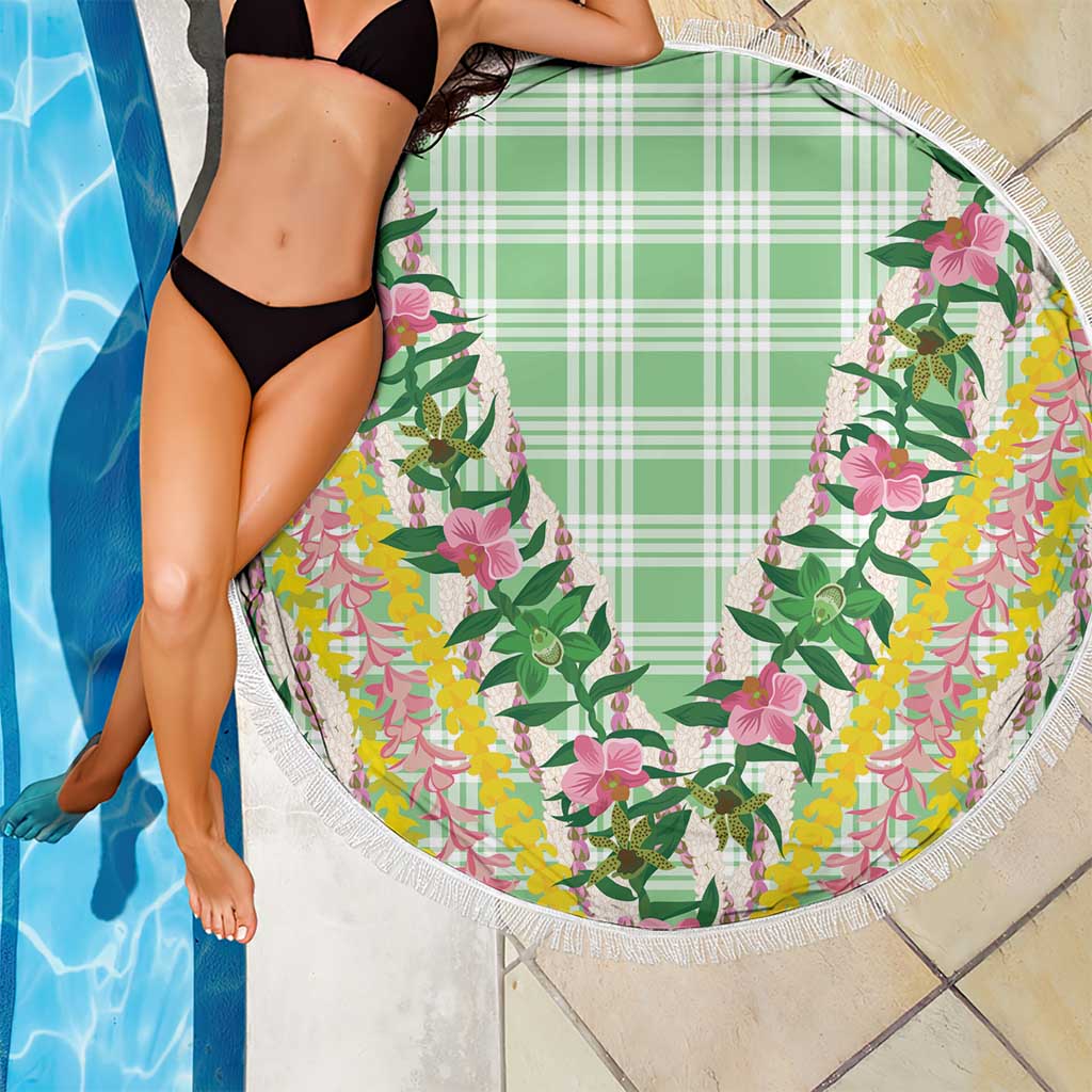 Hawaii Pikake Lokelani Plumeria Lei Beach Blanket Green Palaka Motifs LT05 - Polynesian Pride