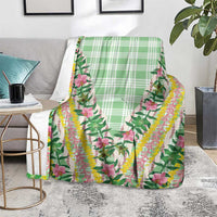Hawaii Pikake Lokelani Plumeria Lei Blanket Green Palaka Motifs LT05 - Polynesian Pride