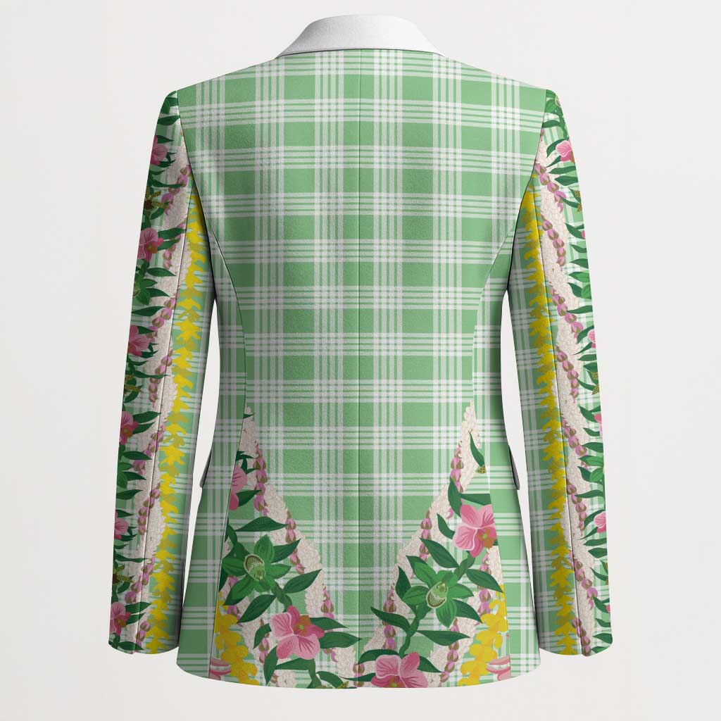 Hawaii Pikake Lokelani Plumeria Lei Blazer Green Palaka Motifs LT05 - Polynesian Pride