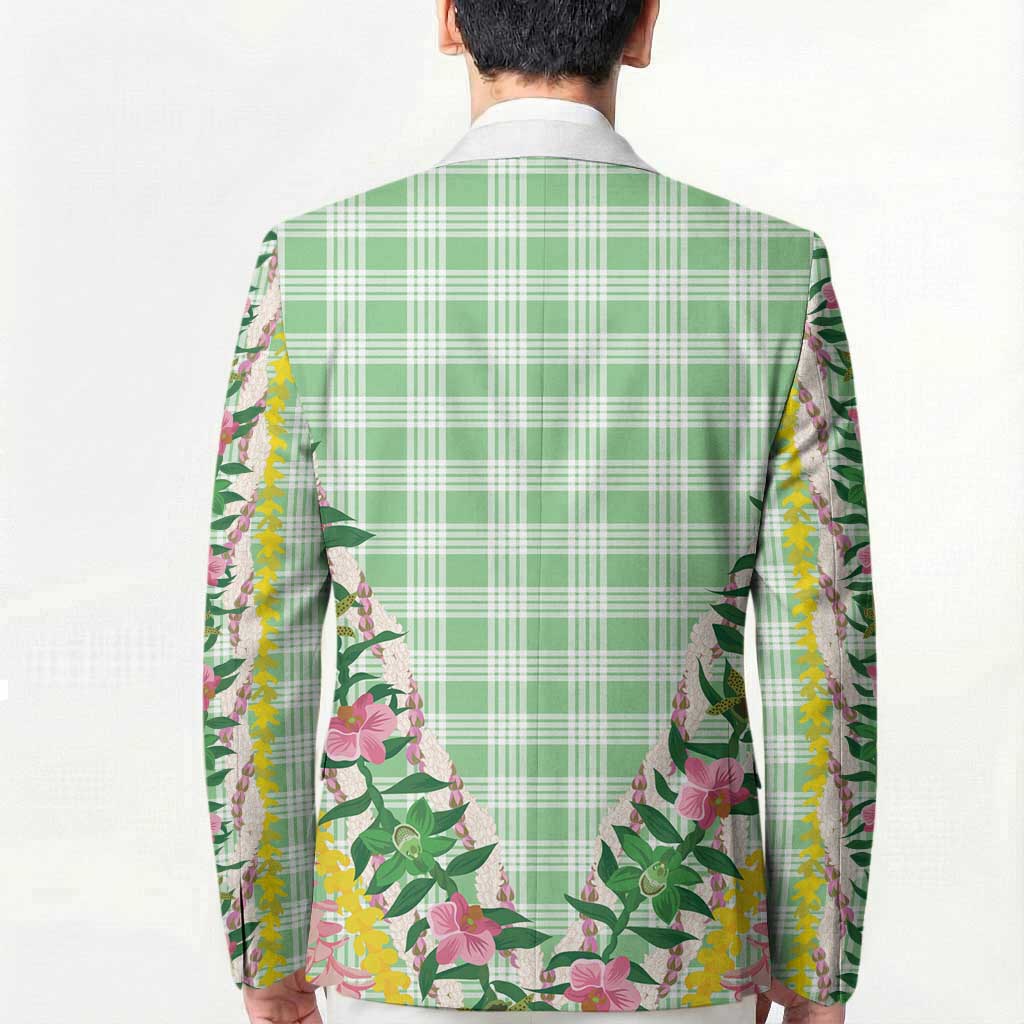 Hawaii Pikake Lokelani Plumeria Lei Blazer Green Palaka Motifs LT05 - Polynesian Pride